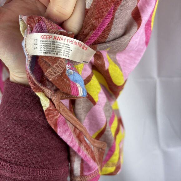 Free People Movement Keep Rolling Printed Tee Long Sleeve XS Geometric Y2K - Picture 8 of 12